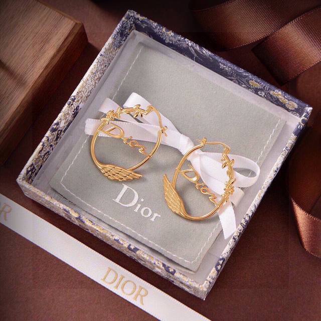 New product original goods new Dior Dior swan earrings counter consistent brass