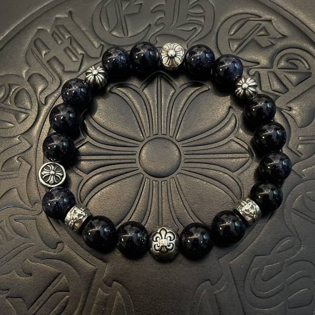 New counter quality Chrome Hearts classic retro multi-element obsidian bracelet