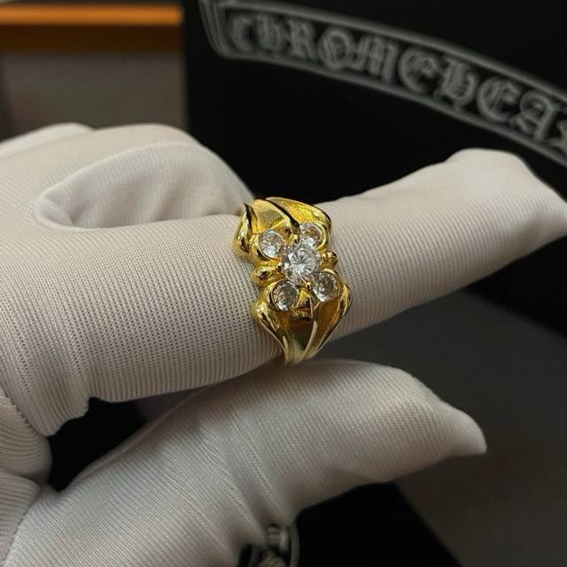 Counter quality Chrome Hearts Chrome Hearts gold color classic retro cross flow