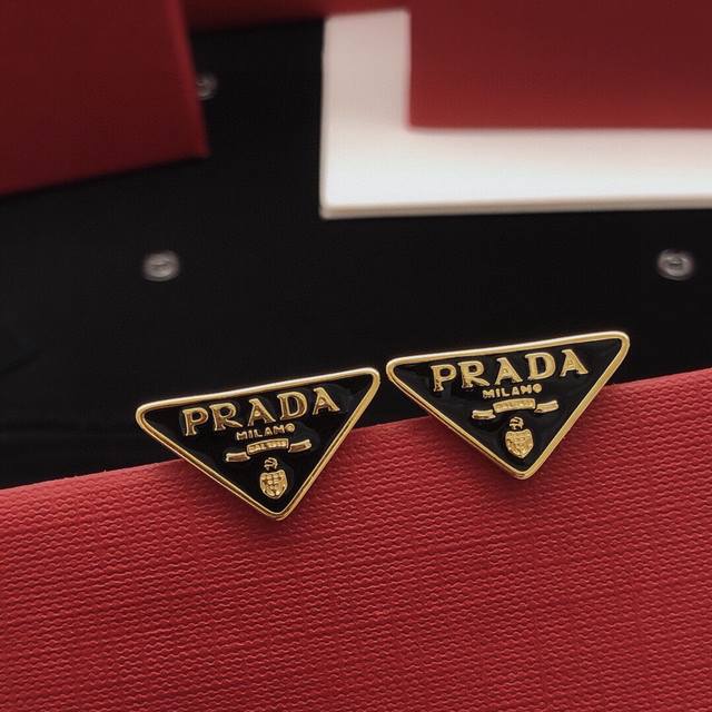 No.Ped0035 Prad*Latest triangle black oil drop earrings consistent with Zp brass