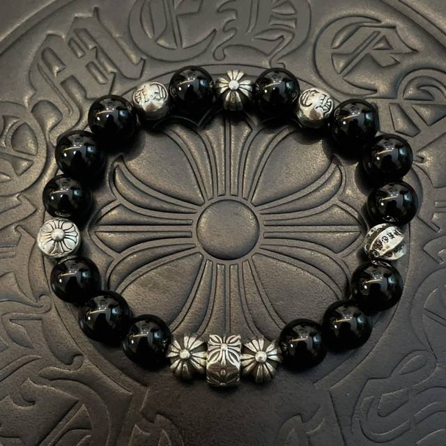 New counter quality Chrome Hearts classic retro multi-element obsidian bracelet