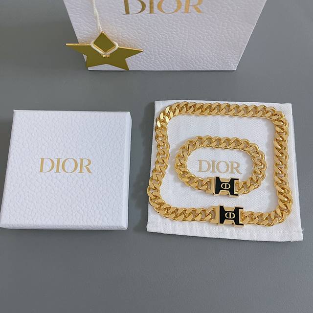 Necklace and bracelet we produce D black buckle thick gold chain collar bracelet