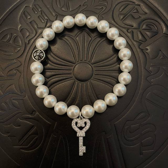 New counter quality Chrome Hearts pearl bracelet with concave and convex shapes