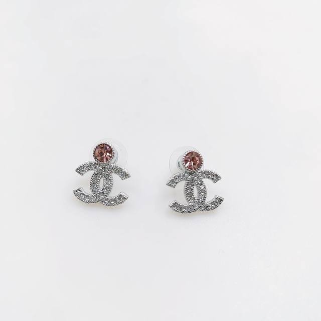 Ch*Nel Latest pink diamond Cc earrings consistent Zp brass material DDD