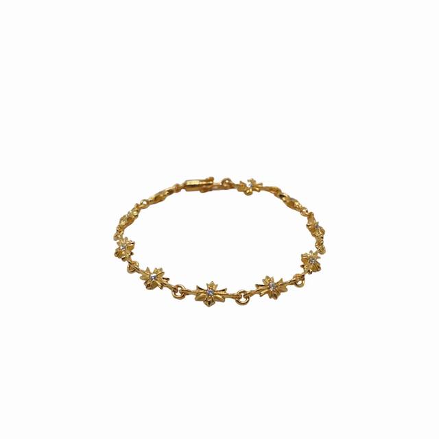 Chrome Hearts 22K gold-plated cross bracelet Pure silver material K gold electr