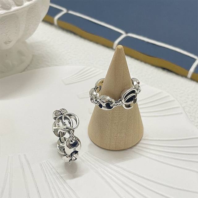 Gujia retro double G anchor pig nose ring high version Ins fashion old ring fac