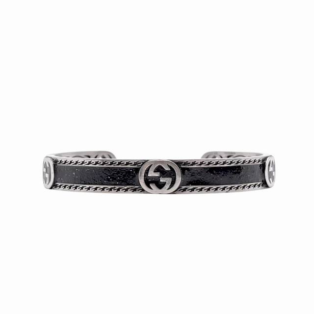 Gucci Gucci black enamel bracelet retro old enamel paint interlocking double G l