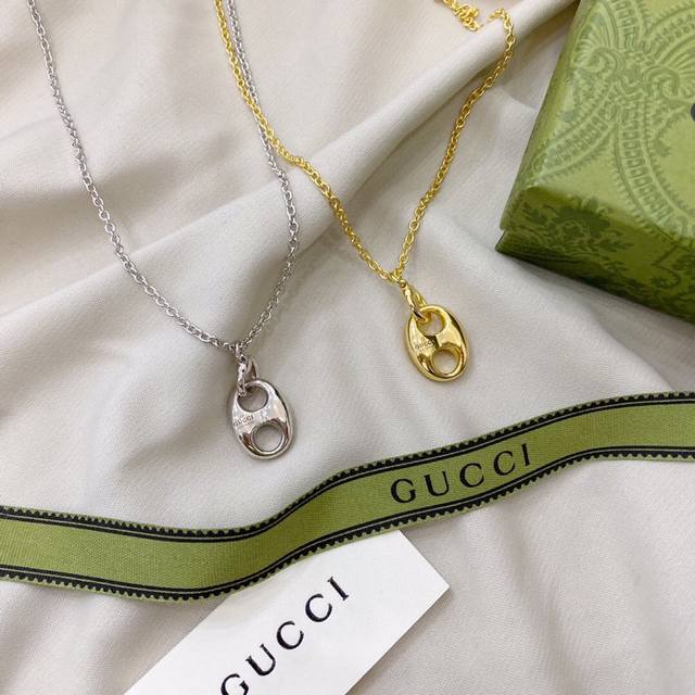 Gucci Pig Nose Necklace White Gold K Yellow DDD