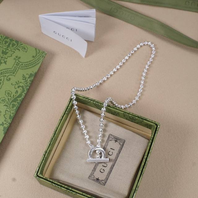 Gucci buckle Ot bead silver bead chain necklace Tan Jianci, Wang Jiaer same styl