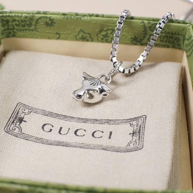 Gucci bull head necklace, the same style as Wang Yibo, Anger Forest series, ofte