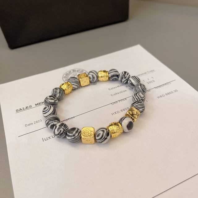 Couple's bracelet Chrome Heart natural silver beads bracelet Chrome Heart is a