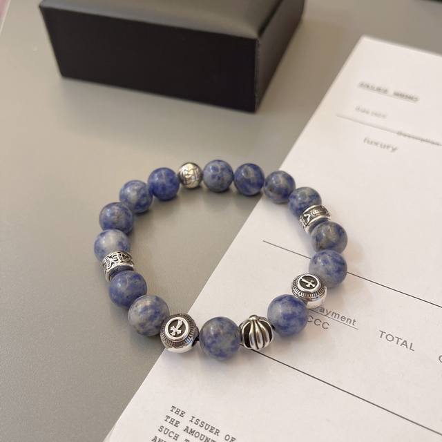 Couple bracelet Chrome Heart natural silver beads bracelet Chrome Heart is a br