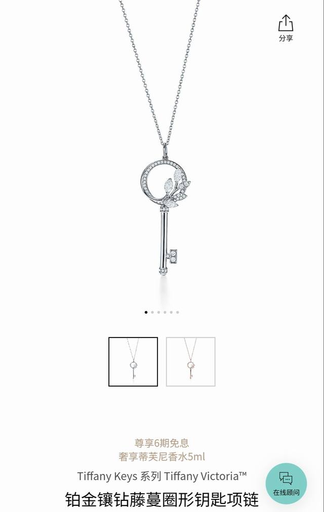 Tiff Classic Tiffany necklace key horse eye necklace inlaid with diamond vine ri