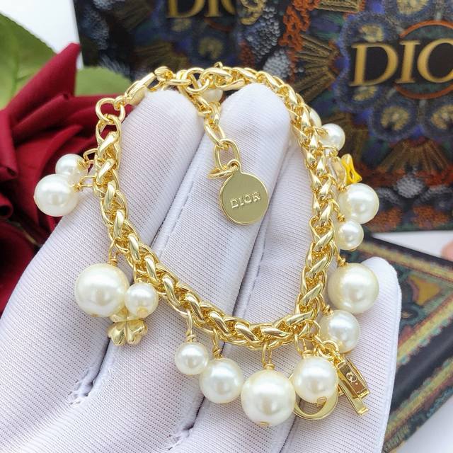No.Dsl0090 Dio*Latest bracelet with pearls Z batch brass material DDD