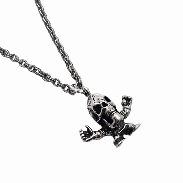 Chrome Heart Large Power Skull Pendant Thai silver material retro and old with
