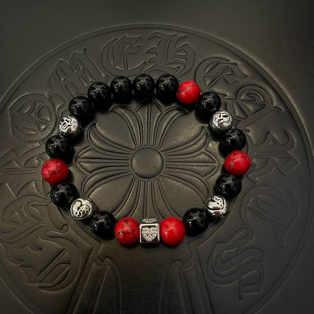 New counter quality Chrome Hearts classic retro multi-element black agate turqu