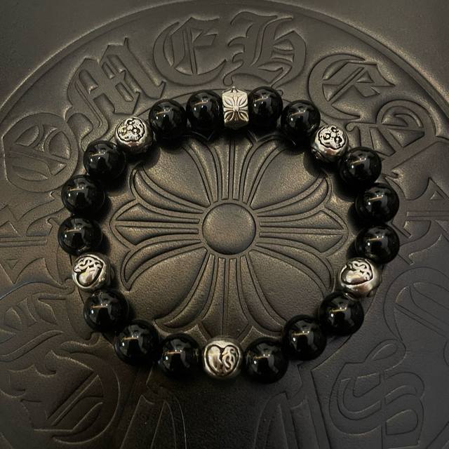 New counter quality Chrome Hearts classic retro multi-element obsidian bracelet