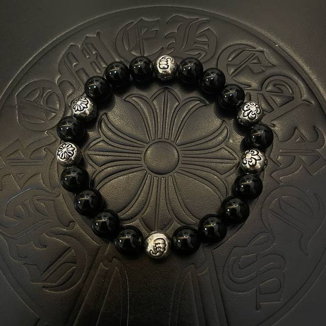 New counter quality Chrome Hearts classic retro multi-element obsidian bracelet
