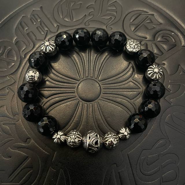 New counter quality Chrome Hearts classic retro multi-element obsidian bracelet