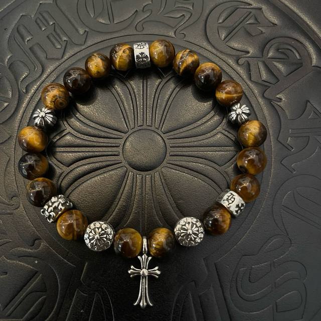 New counter quality Chrome Hearts classic retro multi-element tiger eye stone b