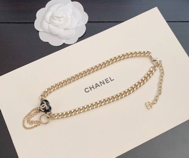 Ch*Nel New black love necklace consistent with Z batch brass material DDD