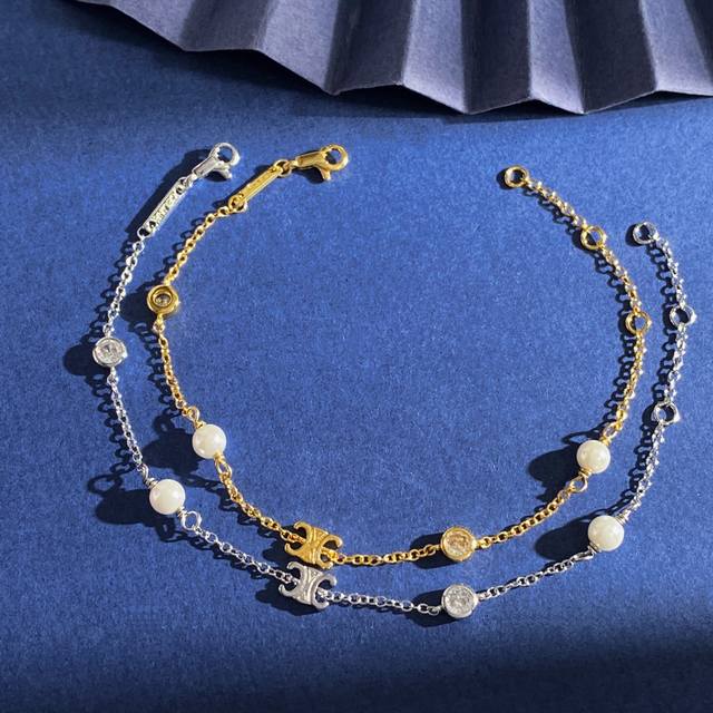 bracelet Sl92 Celine Korean version Ins fashion Arc de Triomphe diamond pearl b
