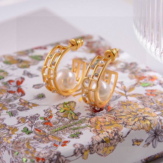 Dior's new style is loved by all the top brands. Dior's new letter CD earrings w