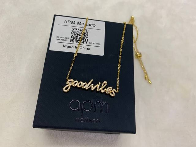 Apm Good Vibes gold adjustable necklace high-end fashion sense couple gift simpl