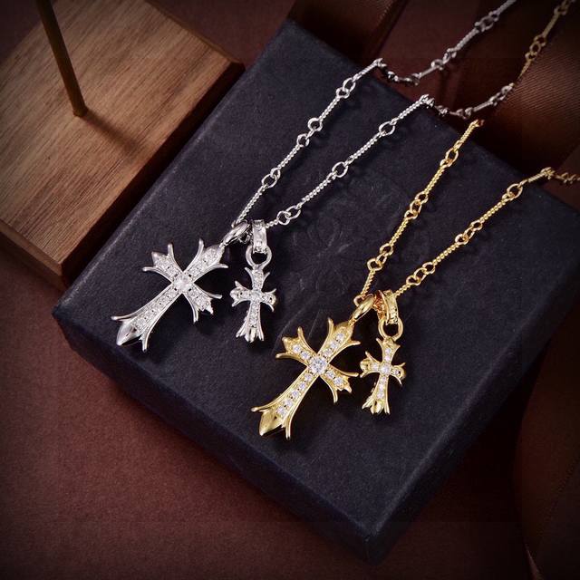 New Chrome Hearts trendy must-have item Chrome Hearts full diamond cross neckla
