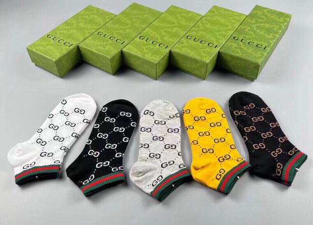 Special Gucci Gucci G new men's socks, one box of five pairs of jacquard classic