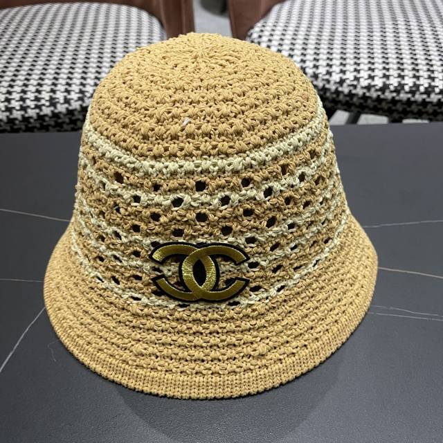 Chanel straw bucket hat women 2025 new summer Japanese style face-lifting small