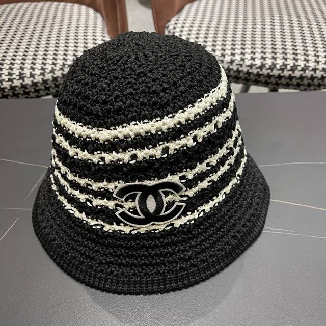 Chanel straw bucket hat women 2025 new summer Japanese style face-lifting small