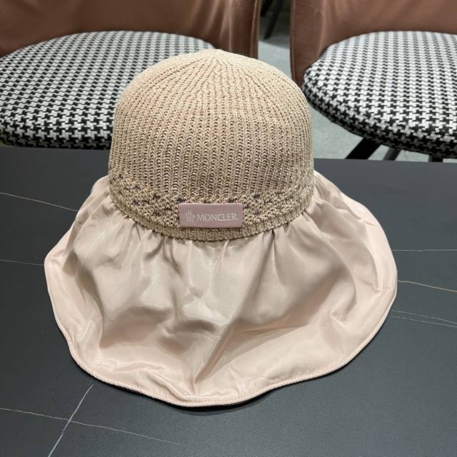 Moncler Japan UV black plastic sun hat women's summer anti-ultraviolet sun hat l