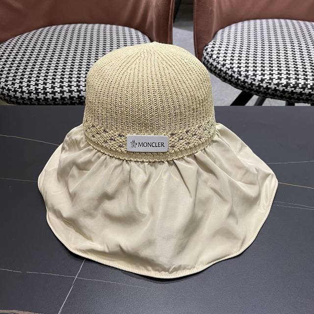 Moncler Japan UV black plastic sun hat women's summer anti-ultraviolet sun hat l