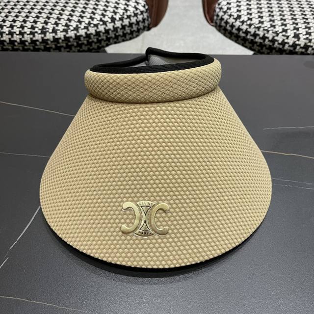 Celine 2025 new tassel holiday casual sun hat with open top, sun protection and