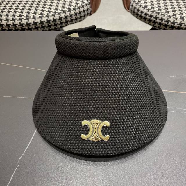 Celine 2025 new tassel holiday casual sun hat with open top, sun protection and