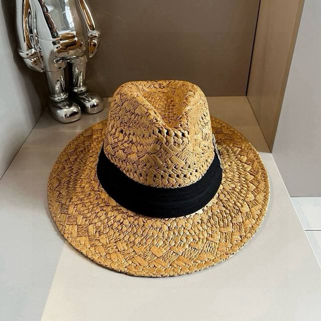 Ysl Saint Laurent new hat, made of ham grass, head circumference 57cm