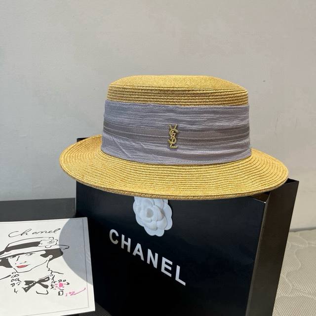 Yves Saint Laurent new flat top sun hat, sun hat, head circumference 57cm