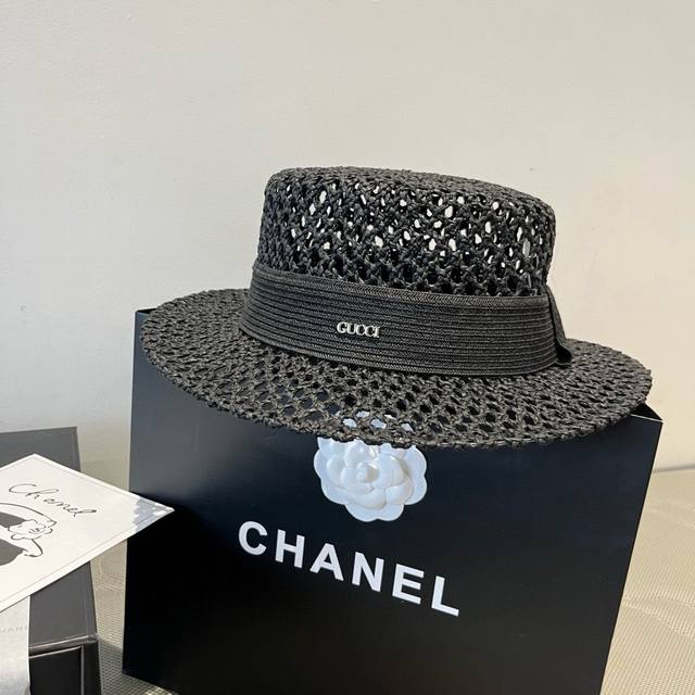 Gucci flat hat, hollow sun hat, small hat, head circumference 57cm