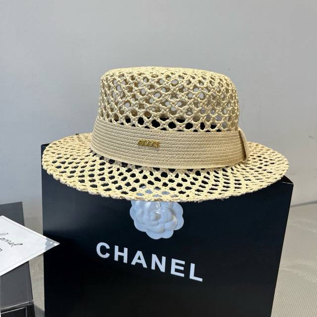 Gucci flat hat, hollow sun hat, small hat, head circumference 57cm
