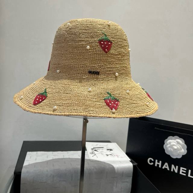 Gucci new raffia straw hat, pure hand-crocheted, high-end custom, head circumfer