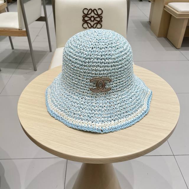 Chanel new straw hat, hand-crocheted straw hat, foldable, easy to carry, head ci