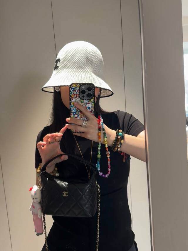 The trendy Chanel 25C bucket hat is here! The versatile color + lambskin logo is