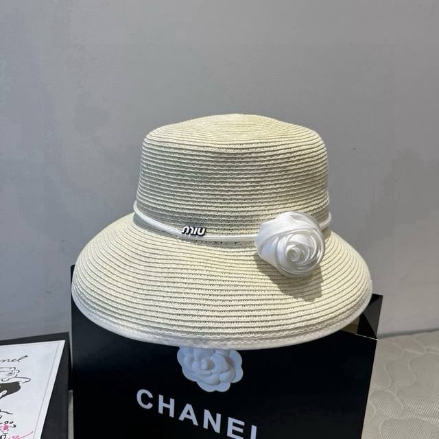 Miumiu Miu Miu 25 summer straw hat, raffia straw hat, head circumference 57cm