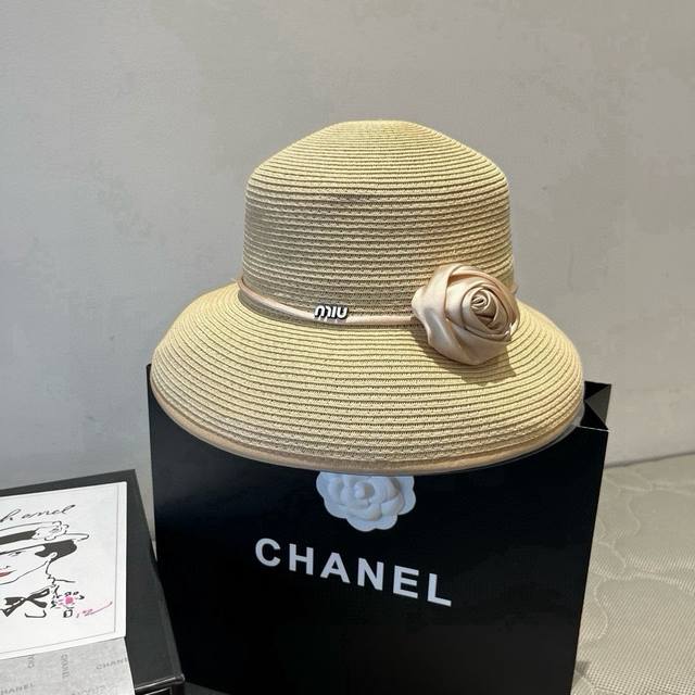 Miumiu Miu Miu 25 summer straw hat, raffia straw hat, head circumference 57cm
