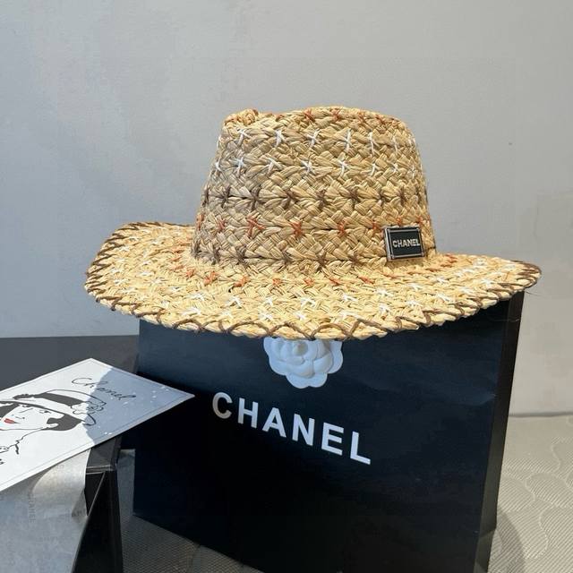 Chanel raffia knight hat, sun visor cap, head circumference 57cm