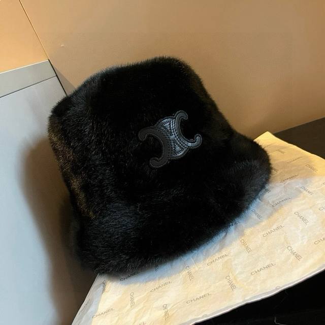 Celine simulated mink fur new bucket hat, super high quality, head circumference