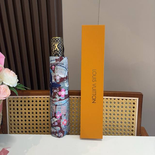 Louis Vuitton tri-fold automatic folding umbrella with new coating technology an