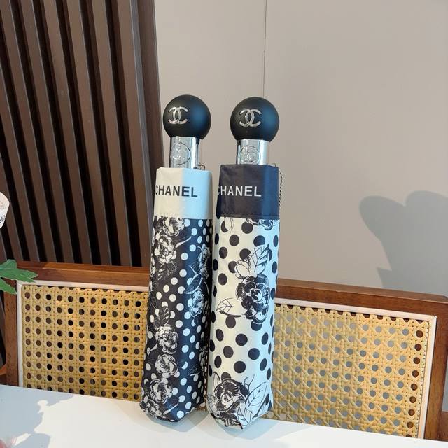 Chanel tri-fold automatic folding umbrella uses Taiwan imported UV anti-ultravio