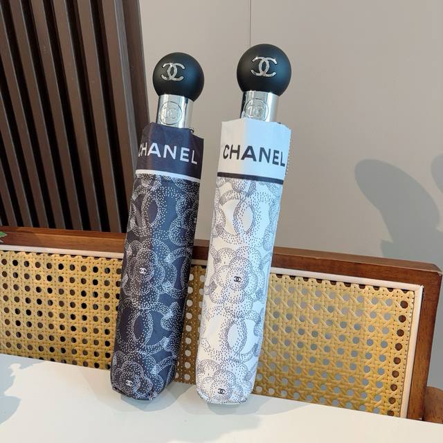 Chanel tri-fold automatic folding umbrella uses Taiwan imported UV anti-ultravio